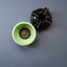 Load image into Gallery viewer, Rare 1930s BUTTNER Art Deco Early Black and Peppermint Green Plastic / Bakelite Ashtray
