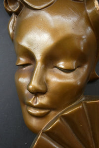 Art Deco 1930s Wall Mask G. Leonardi Golden Lady's Head Wall Mask