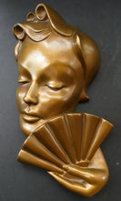 Load image into Gallery viewer, Art Deco 1930s Wall Mask G. Leonardi Golden Lady&#39;s Head Wall Mask
