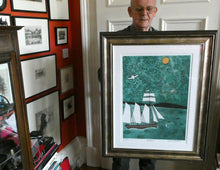 Load image into Gallery viewer, Julian Trevelyan ORIGINAL Etching &amp; Soft Ground Aquatint. SCHOONER. Pencil Signed
