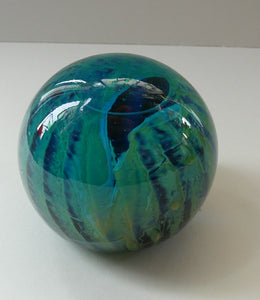 LARGE 1970s Mdina Glass Paperweight. Vintage Sea and Sand Sea Urchin