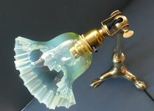 Load image into Gallery viewer, Antique Cast Brass Table Lamp with Three Paw Feet and Edwardian Vaseline Shade
