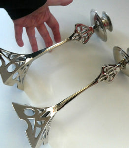 Silver Plate Pair of Vintage ART NOUVEAU WMF Style of Candlesticks