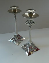 Load image into Gallery viewer, Silver Plate Pair of Vintage ART NOUVEAU WMF Style of Candlesticks
