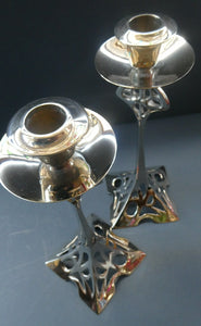 Silver Plate Pair of Vintage ART NOUVEAU WMF Style of Candlesticks