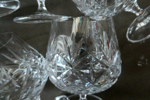 Matching PAIR of Cut Crystal Brandy Glasses. Height 4 1/4 inches