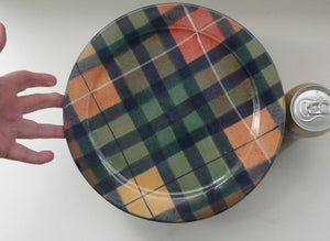 SCOTTISH POTTERY. Vintage Tain Pottery DINNER PLATE. Heavy Duty Stoneware Pottery with Hand Painted Buchanan Tartan Pattern. 8 AVAILABLE