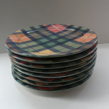 Load image into Gallery viewer, SCOTTISH POTTERY. Vintage Tain Pottery DINNER PLATE. Heavy Duty Stoneware Pottery with Hand Painted Buchanan Tartan Pattern. 8 AVAILABLE
