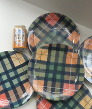 Load image into Gallery viewer, SCOTTISH POTTERY. Vintage Tain Pottery DINNER PLATE. Heavy Duty Stoneware Pottery with Hand Painted Buchanan Tartan Pattern. 8 AVAILABLE
