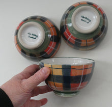 Load image into Gallery viewer, SCOTTISH POTTERY. Vintage Tain Pottery SET OF THREE Smaller Stoneware Pottery with Hand Painted Buchanan Tartan Pattern
