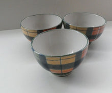 Load image into Gallery viewer, SCOTTISH POTTERY. Vintage Tain Pottery SET OF THREE Smaller Stoneware Pottery with Hand Painted Buchanan Tartan Pattern
