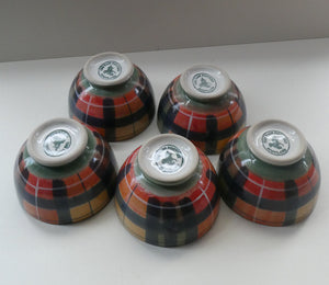 SCOTTISH POTTERY. Vintage Tain Pottery Medium Size Stoneware Pottery with Hand Painted Buchanan Tartan Pattern. 5 AVAILABLE