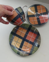 Load image into Gallery viewer, SCOTTISH POTTERY. Vintage Tain Pottery Trio. Heavy Duty Stoneware Pottery with Hand Painted Buchanan Tartan Pattern. 7 AVAILABLE
