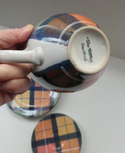 Load image into Gallery viewer, SCOTTISH POTTERY. Vintage Tain Pottery Trio. Heavy Duty Stoneware Pottery with Hand Painted Buchanan Tartan Pattern. 7 AVAILABLE
