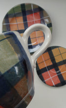 Load image into Gallery viewer, SCOTTISH POTTERY. Vintage Tain Pottery Trio. Heavy Duty Stoneware Pottery with Hand Painted Buchanan Tartan Pattern. 7 AVAILABLE
