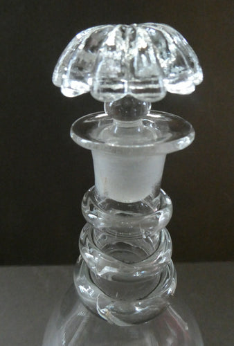 ANTIQUE GEORGIAN (1830s) Hand-Blown Hooped Neck Decanter with Original Stopper