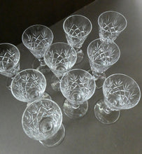 Load image into Gallery viewer, EDINBURGH CRYSTAL. Set of TEN Matching SHERRY or CLARET Glasses 5 1/4 inches in height
