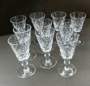 EDINBURGH CRYSTAL. Set of TEN Matching SHERRY or CLARET Glasses 5 1/4 inches in height