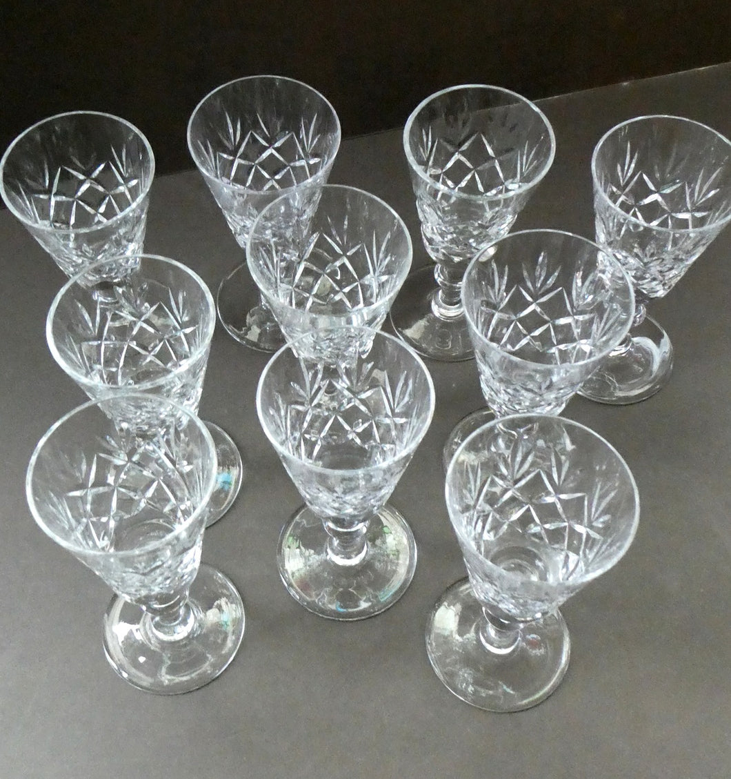 EDINBURGH CRYSTAL. Set of TEN Matching SHERRY or CLARET Glasses 5 1/4 inches in height