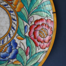 Load image into Gallery viewer, SIGNED Charlotte Rhead Tube Lined Charger for Crown Ducal. PERSIAN ROSE Platter. 12 1/2 inches
