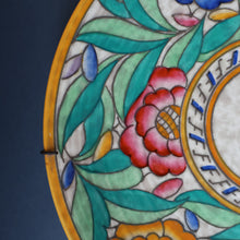 Load image into Gallery viewer, SIGNED Charlotte Rhead Tube Lined Charger for Crown Ducal. PERSIAN ROSE Platter. 12 1/2 inches
