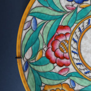 SIGNED Charlotte Rhead Tube Lined Charger for Crown Ducal. PERSIAN ROSE Platter. 12 1/2 inches