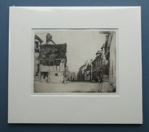 SCOTTISH ART: 1899 D.Y. Cameron Pencil Signed Etching "A Norman Village" (1904)