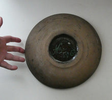 Load image into Gallery viewer,  Vintage 1960s STUDIO POTTERY Shallow Pottery Bowl; Possibly Scandinavian. Signed HS / 1963
