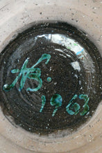 Load image into Gallery viewer,  Vintage 1960s STUDIO POTTERY Shallow Pottery Bowl; Possibly Scandinavian. Signed HS / 1963
