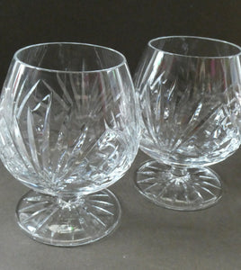 Set of SIX Matching Cut Crystal Brandy Glasses. Height 4 1/4 inches