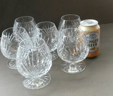 Load image into Gallery viewer, Set of SIX Matching Cut Crystal Brandy Glasses. Height 4 1/4 inches
