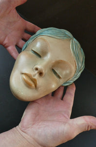 Art Deco 1930s Wall Mask G. Leonardi Hollywood Glamour Marlene Dietrich Style Portrai