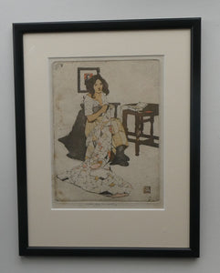 Original Pencil Signed Colour Etching & Aquatint by William Lee Hankey. The Patchwork Quilt; c 1910. FRAMED