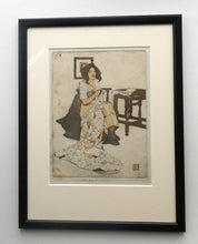 Load image into Gallery viewer, Original Pencil Signed Colour Etching &amp; Aquatint by William Lee Hankey. The Patchwork Quilt; c 1910. FRAMED
