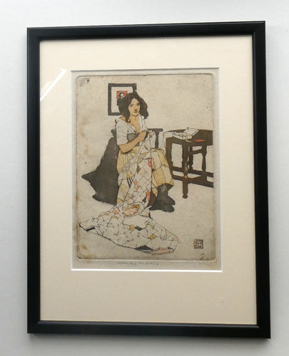 Original Pencil Signed Colour Etching & Aquatint by William Lee Hankey. The Patchwork Quilt; c 1910. FRAMED