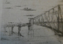 Load image into Gallery viewer, SCOTTISH ART. William Walcot (1874 - 1943). WWI Etching of the Forth Rail Bridge and Rosyth Docks; c 1918
