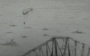 SCOTTISH ART. William Walcot (1874 - 1943). WWI Etching of the Forth Rail Bridge and Rosyth Docks; c 1918