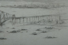 Load image into Gallery viewer, SCOTTISH ART. William Walcot (1874 - 1943). WWI Etching of the Forth Rail Bridge and Rosyth Docks; c 1918
