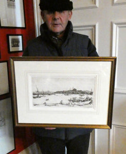 Sir Muirhead Bone (1876 - 1953). Drypoint Etching of CONSTANTINOPLE (1934). Pencil signed