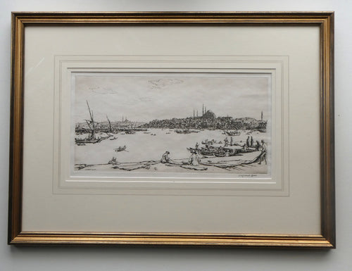 Sir Muirhead Bone (1876 - 1953). Drypoint Etching of CONSTANTINOPLE (1934). Pencil signed