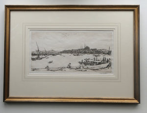 Sir Muirhead Bone (1876 - 1953). Drypoint Etching of CONSTANTINOPLE (1934). Pencil signed