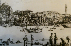 Sir Muirhead Bone (1876 - 1953). Drypoint Etching of CONSTANTINOPLE (1934). Pencil signed