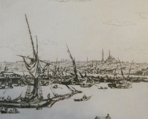 Sir Muirhead Bone (1876 - 1953). Drypoint Etching of CONSTANTINOPLE (1934). Pencil signed