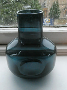 1960s WHITEFRIARS Midnight Blue Soda Glass Vase. Design Number 9598 by Geoffrey Baxter (1963)