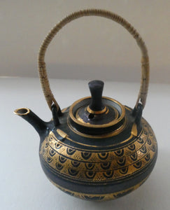 Cornish Studio Pottery. Miniature Gold Lustre PORCELAIN Tea Pot by Mary Rich (1940 - 2022)