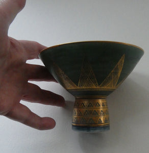 Cornish Studio Pottery. Miniature Gold Lustre PORCELAIN Footed Bowl by Mary Rich (1940 - 2022). SIGNED