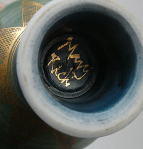 Cornish Studio Pottery. Miniature Gold Lustre PORCELAIN Footed Bowl by Mary Rich (1940 - 2022). SIGNED