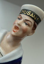 Load image into Gallery viewer, Vintage 1950s GERMAN Dresden Figurine of a Sailor in Uniform Playing a Concertina
