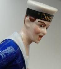 Load image into Gallery viewer, Vintage 1950s GERMAN Dresden Figurine of a Sailor in Uniform Playing a Concertina
