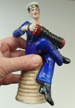 Load image into Gallery viewer, Vintage 1950s GERMAN Dresden Figurine of a Sailor in Uniform Playing a Concertina
